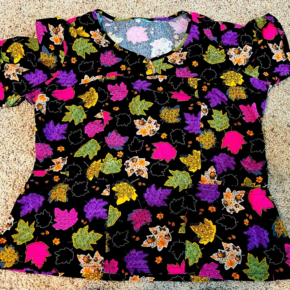 Fall themed scrub top